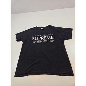 Supreme Shirt Mens Large Black World Famous Cities Tee Made USA Streetwear